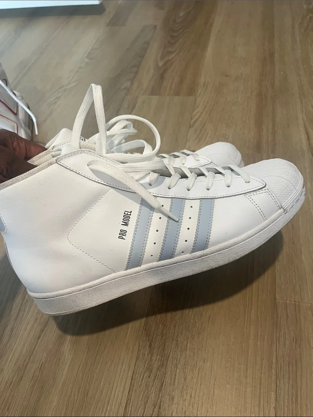 Adidas White High-Top Shell Toe Men’s Sneakers - Size 11